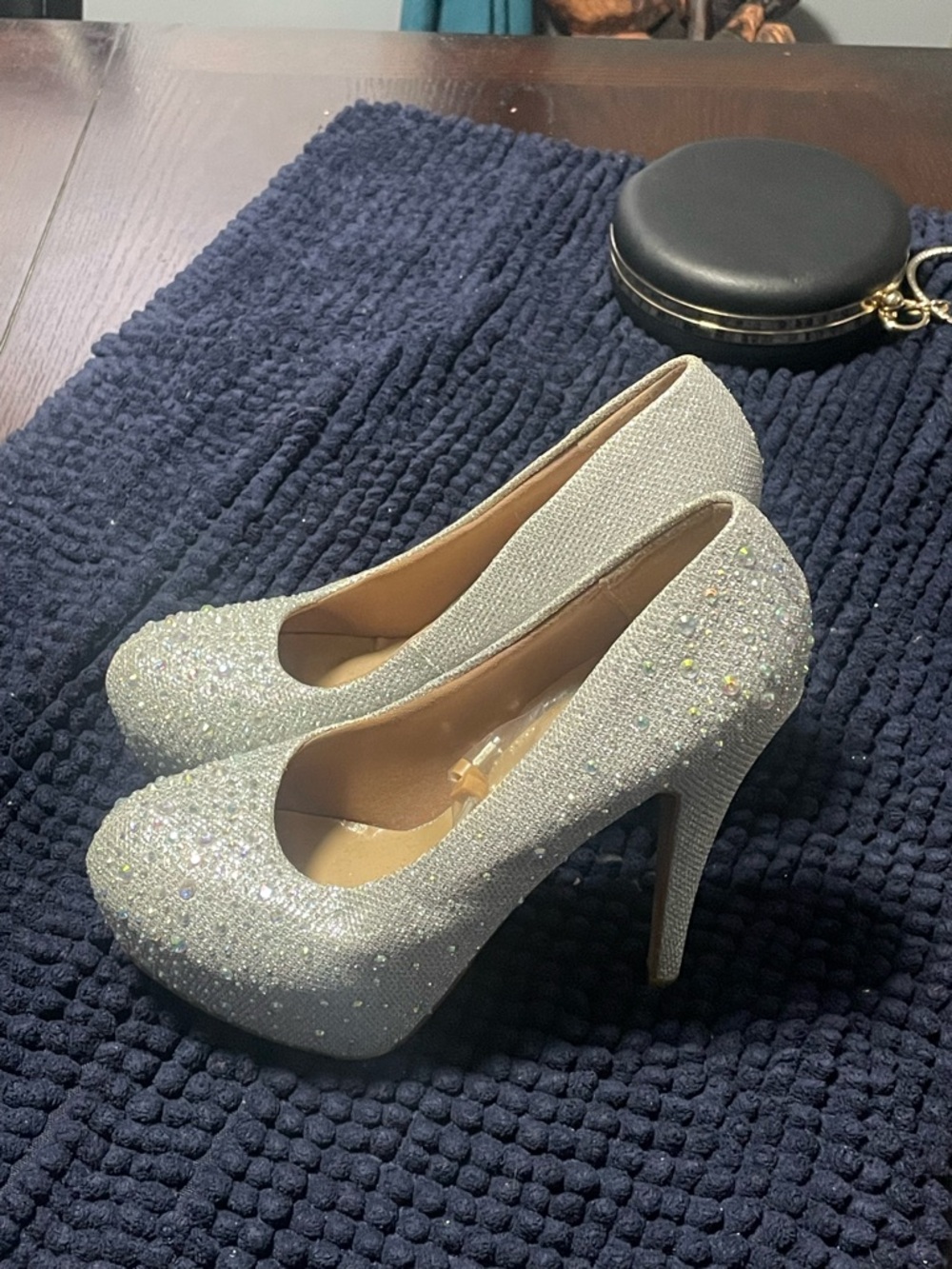 Sparkle Platform High Heels - Silver Sequin Women’s Pumps
